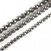 Non magnetic Hematite ,Faceted Round, different size for choice, black, Grade A, Length:Approx 16 Inch, Sold By Strand
